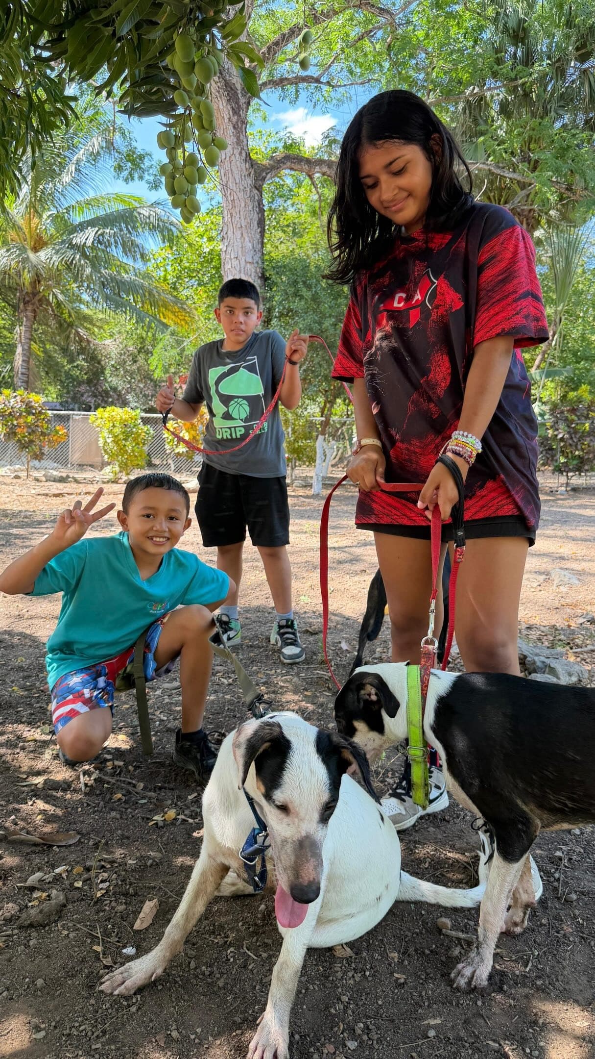 Kids meeting rescue dogs at the Halfway Home shelter